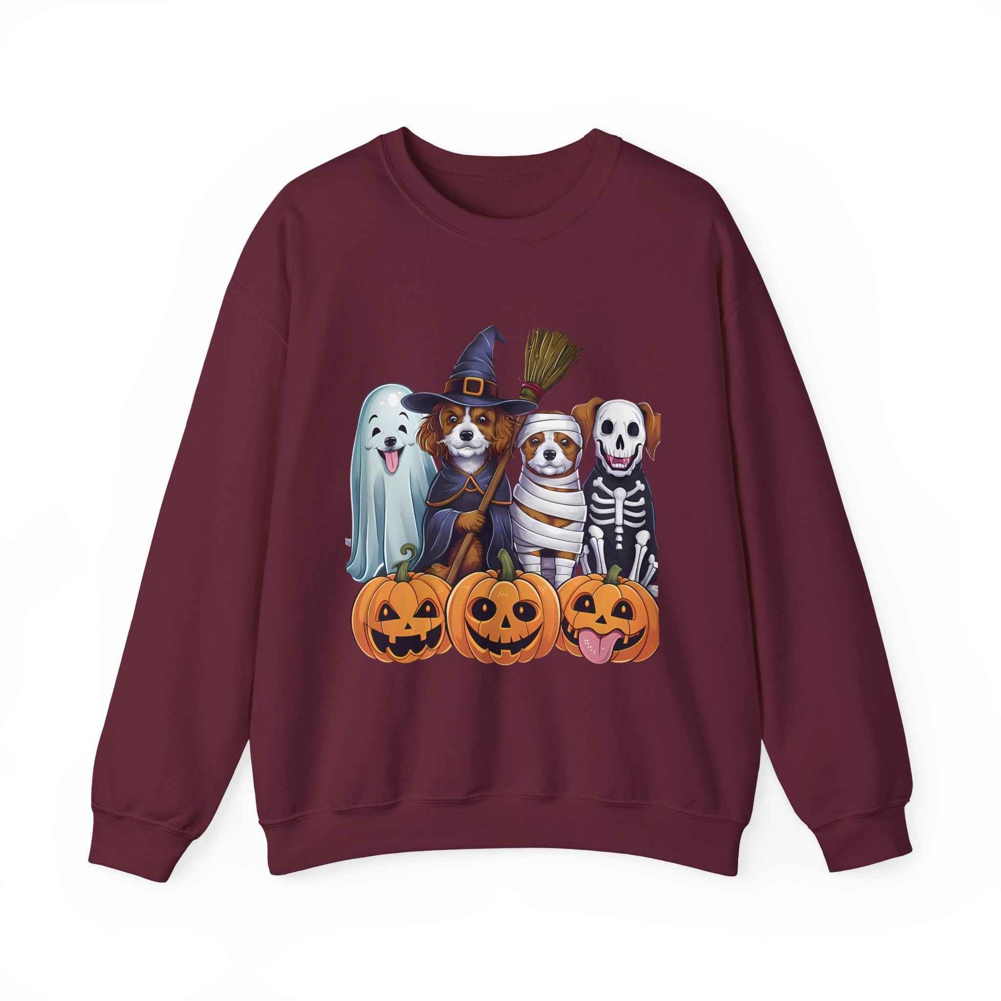 Halloween Dogs Sweatshirt - Spooky Pet Lover Crewneck for Fall Fashion and Pumpkin Style