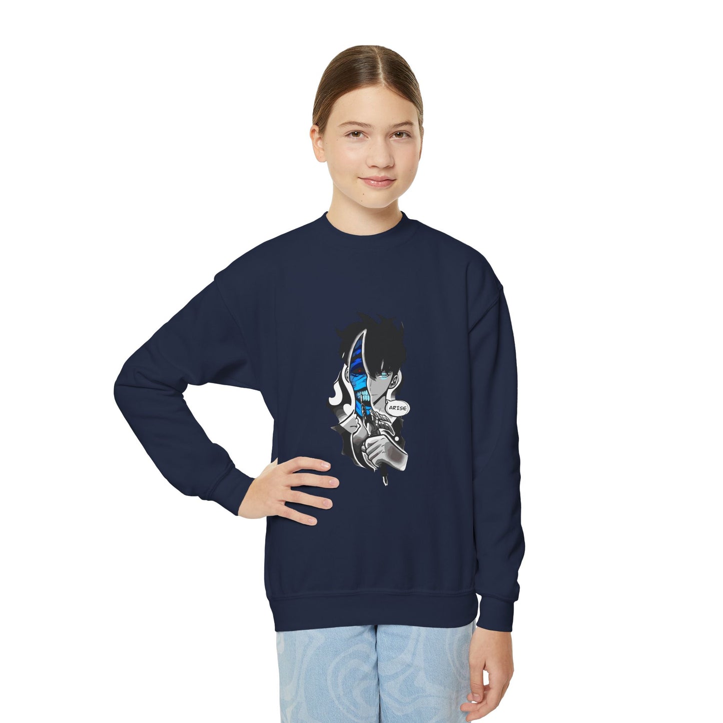 Blue Mask Anime Crewneck - Shadow Boy Design