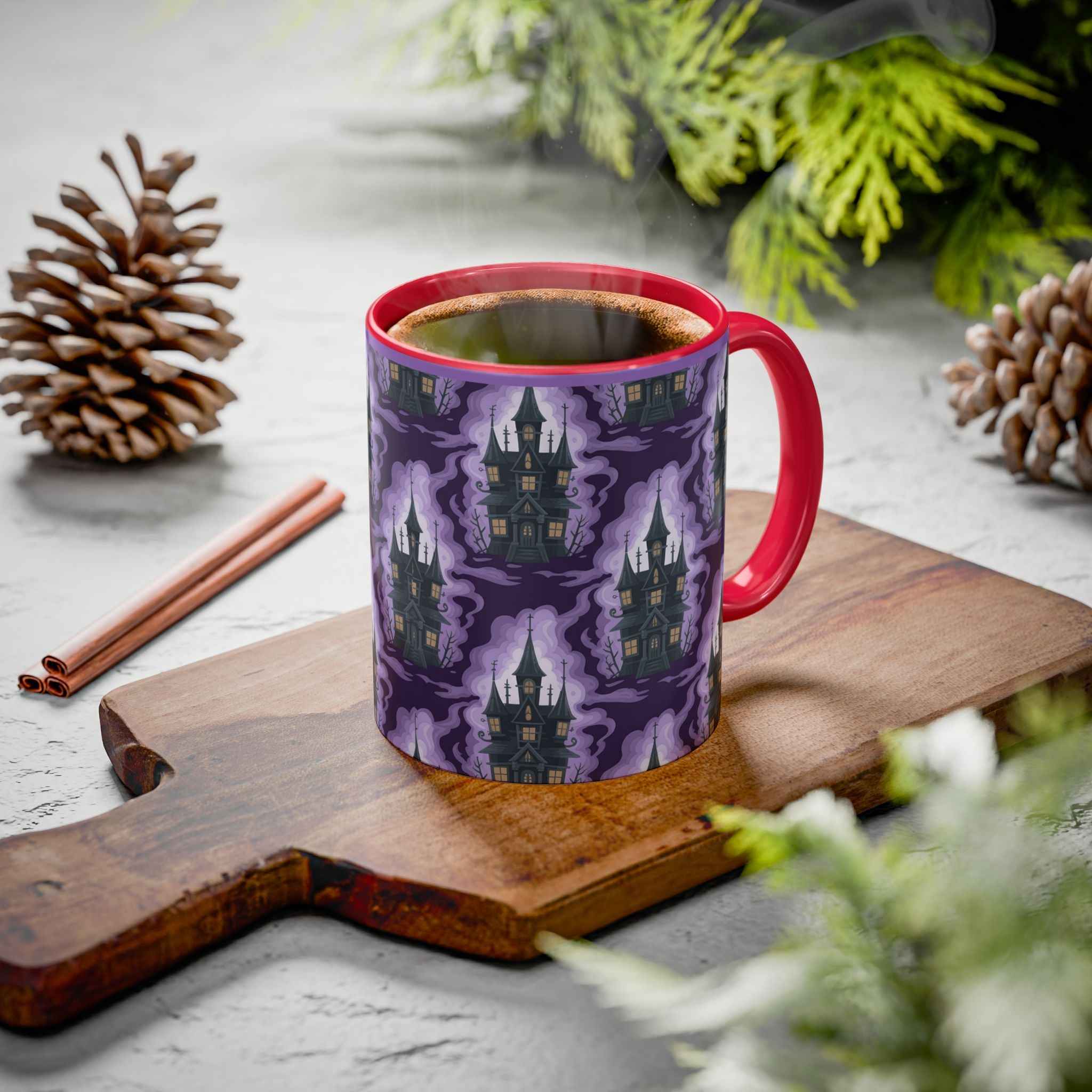 Haunted Castle Coffee Mug - Gothic Halloween Drinkware for Spooky Sips