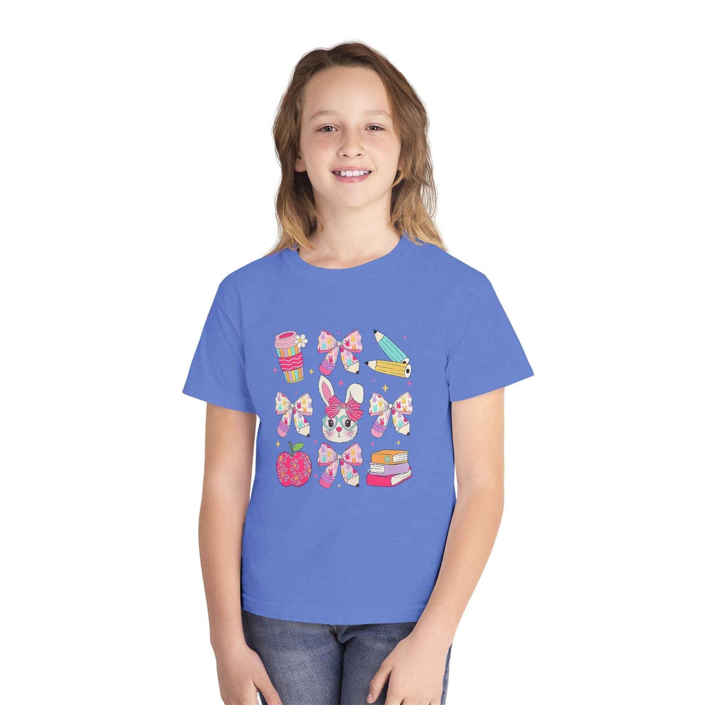 Youth Tee Bunny Back to School Tee for Girls and Sisters