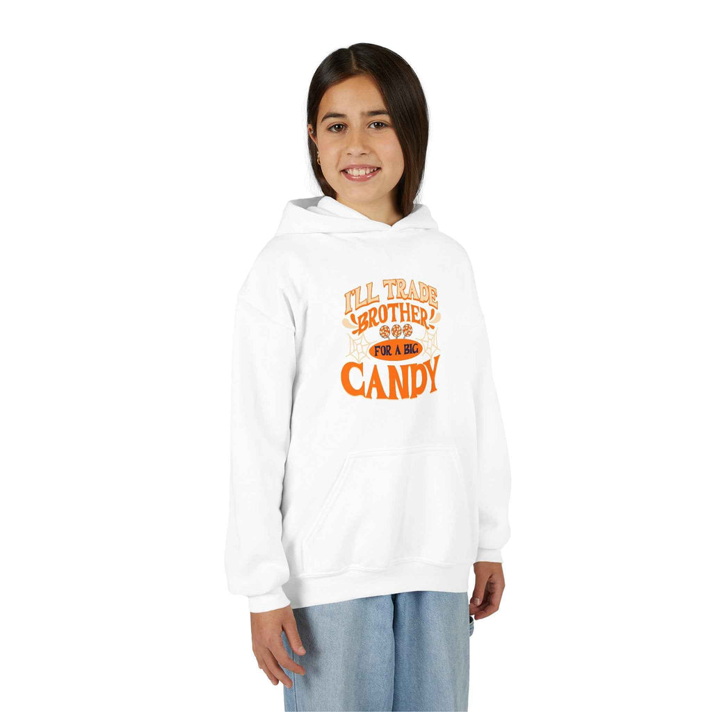 Kids Halloween Hoodie - I'll Trade Brother for Candy Youth Sweatshirt