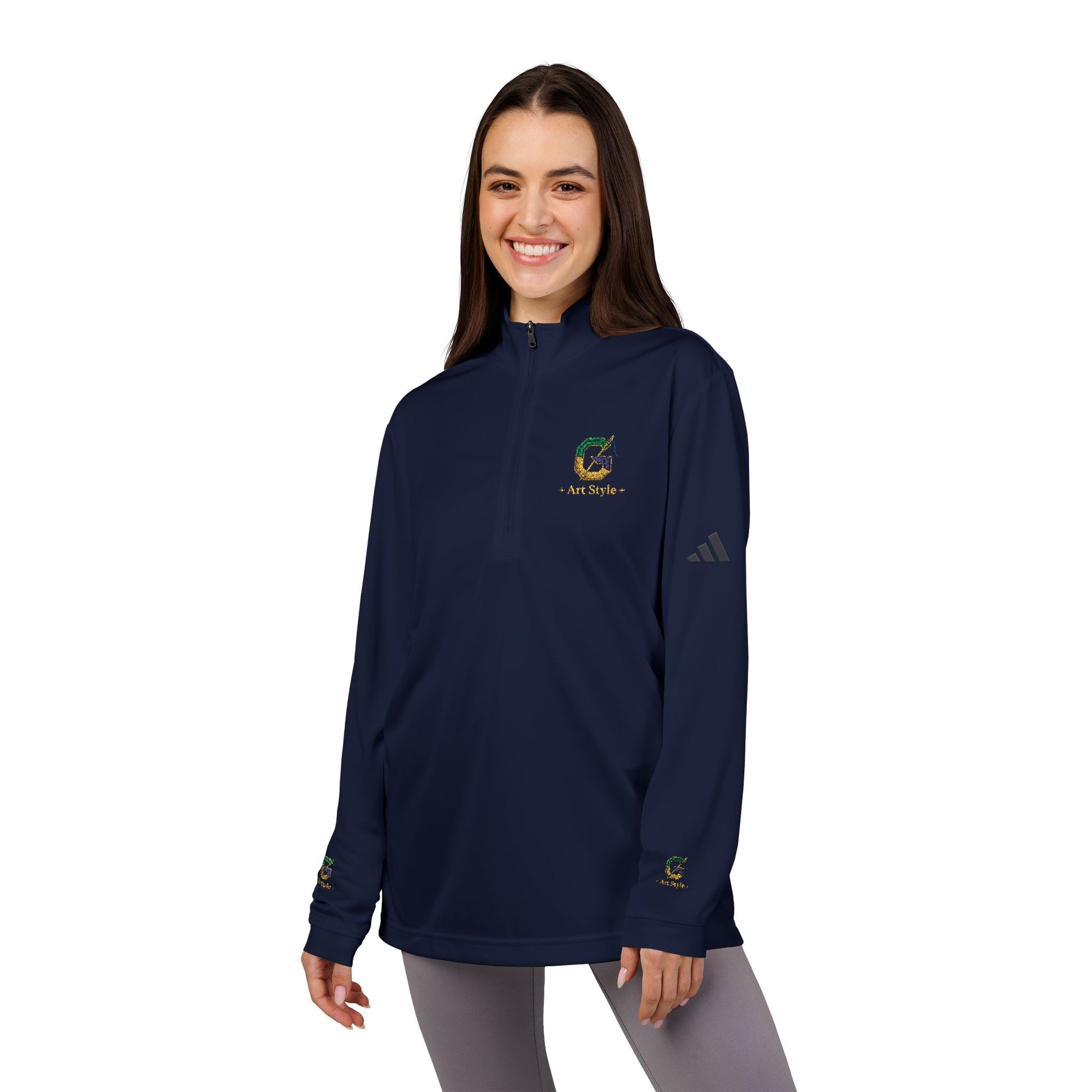 Embroidered Quarter-Zip Pullover - White Performance Golf Active Top - Ghita Shop