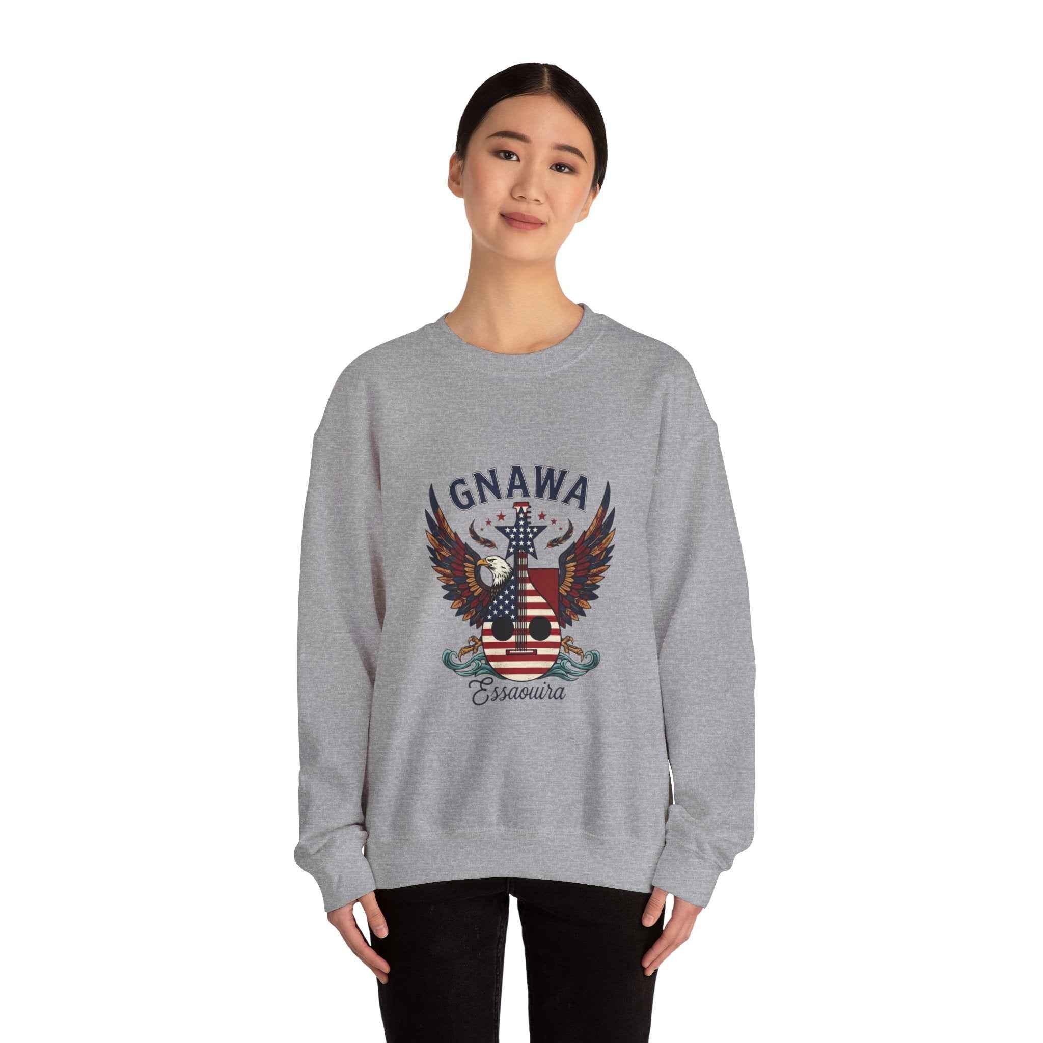 Patriotic Guitar Sweatshirt - Unique Moroccan Artisanat Design