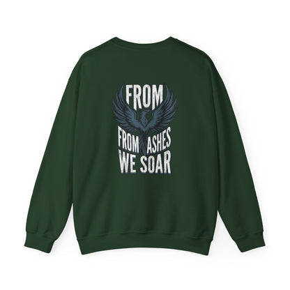Crewneck Sweatshirt — 'From Ashes We Soar' Raven Back Graphic