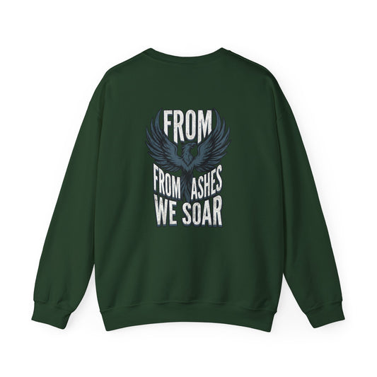 Crewneck Sweatshirt — 'From Ashes We Soar' Raven Back Graphic