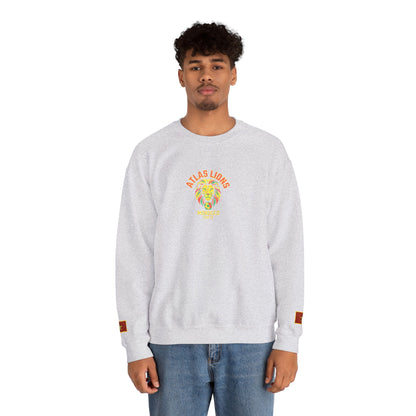 Atlas & Llamas Crewneck Sweatshirt — Colorful Floral Graphic Pullover