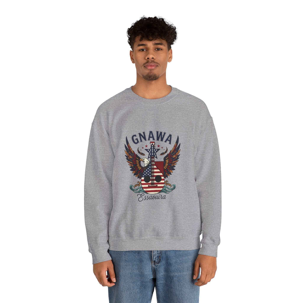 Patriotic Guitar Sweatshirt - Unique Moroccan Artisanat Design