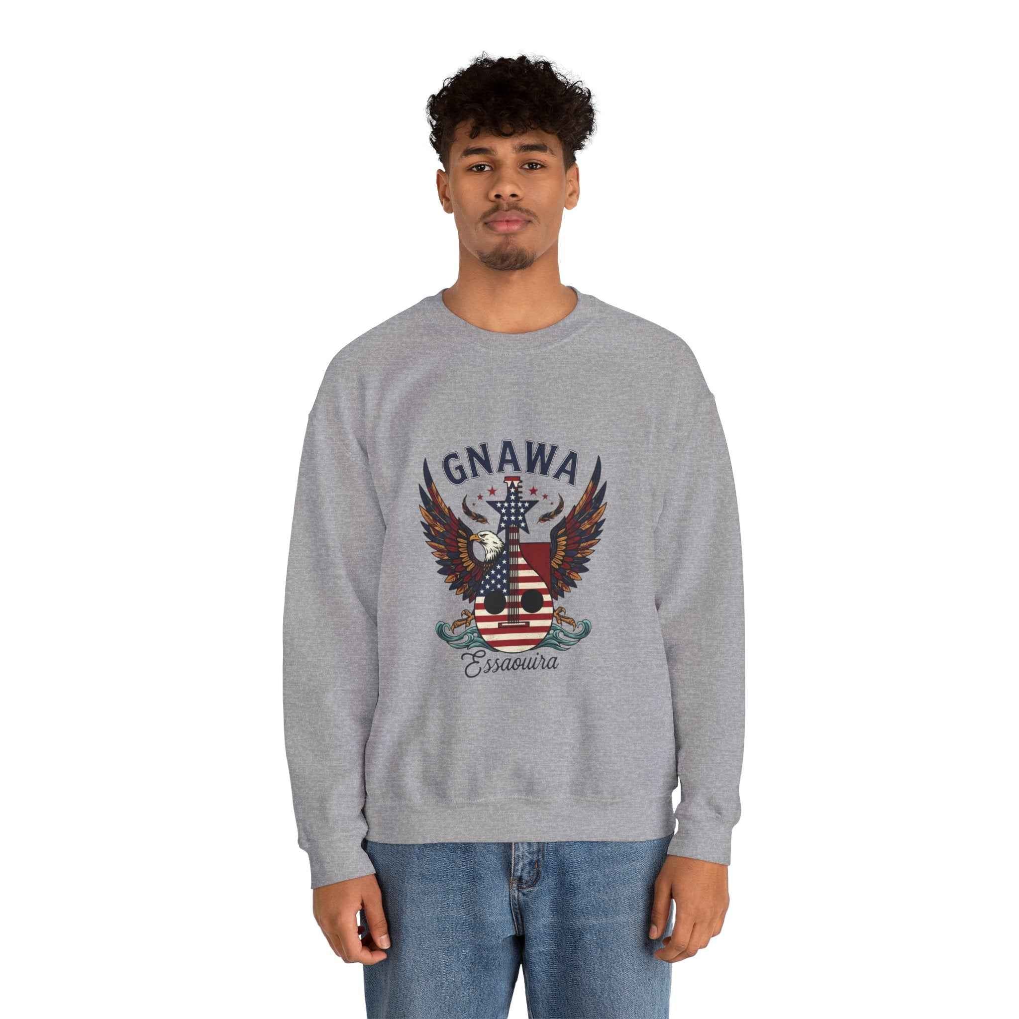 Patriotic Guitar Sweatshirt - Unique Moroccan Artisanat Design