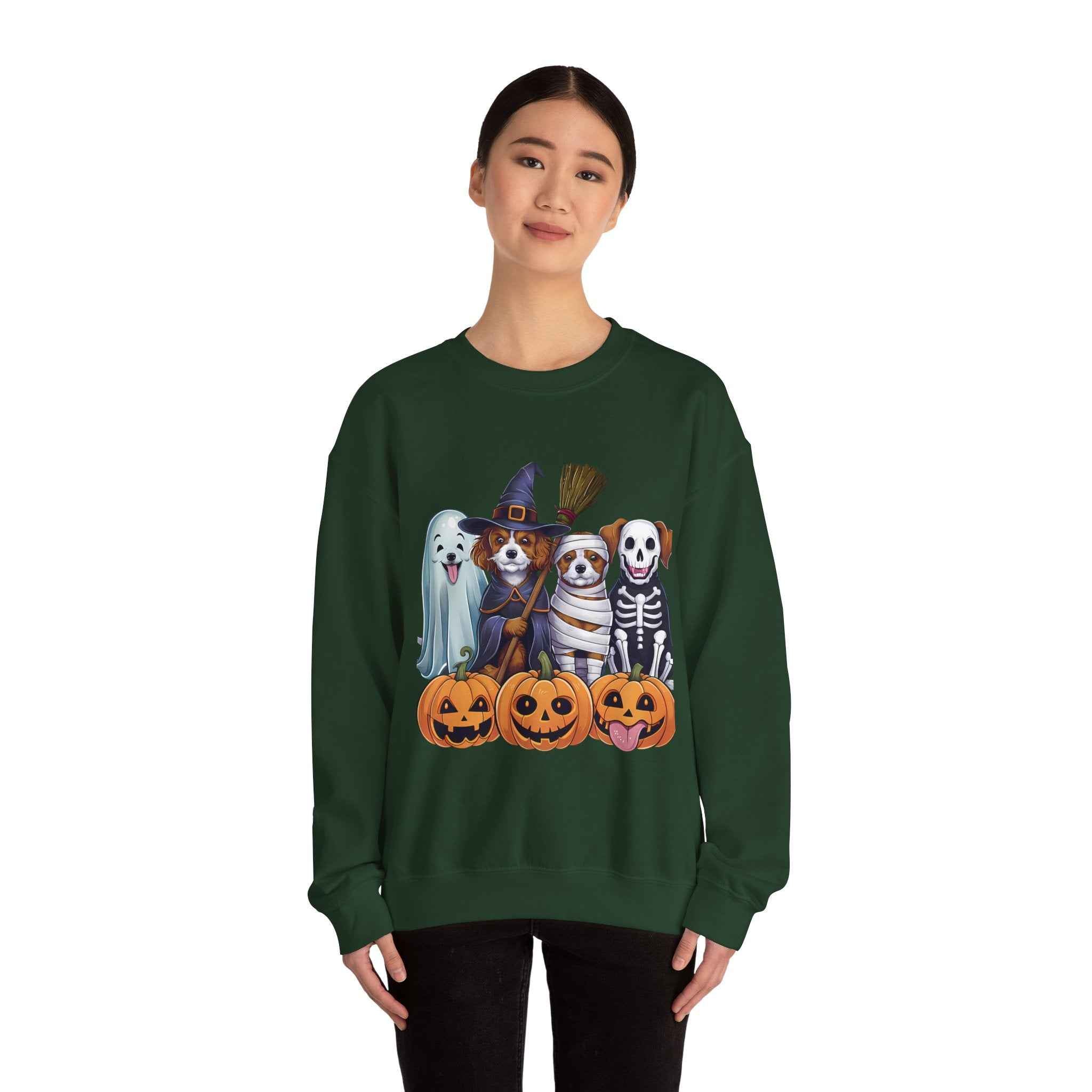 Halloween Dogs Sweatshirt - Spooky Pet Lover Crewneck for Fall Fashion and Pumpkin Style