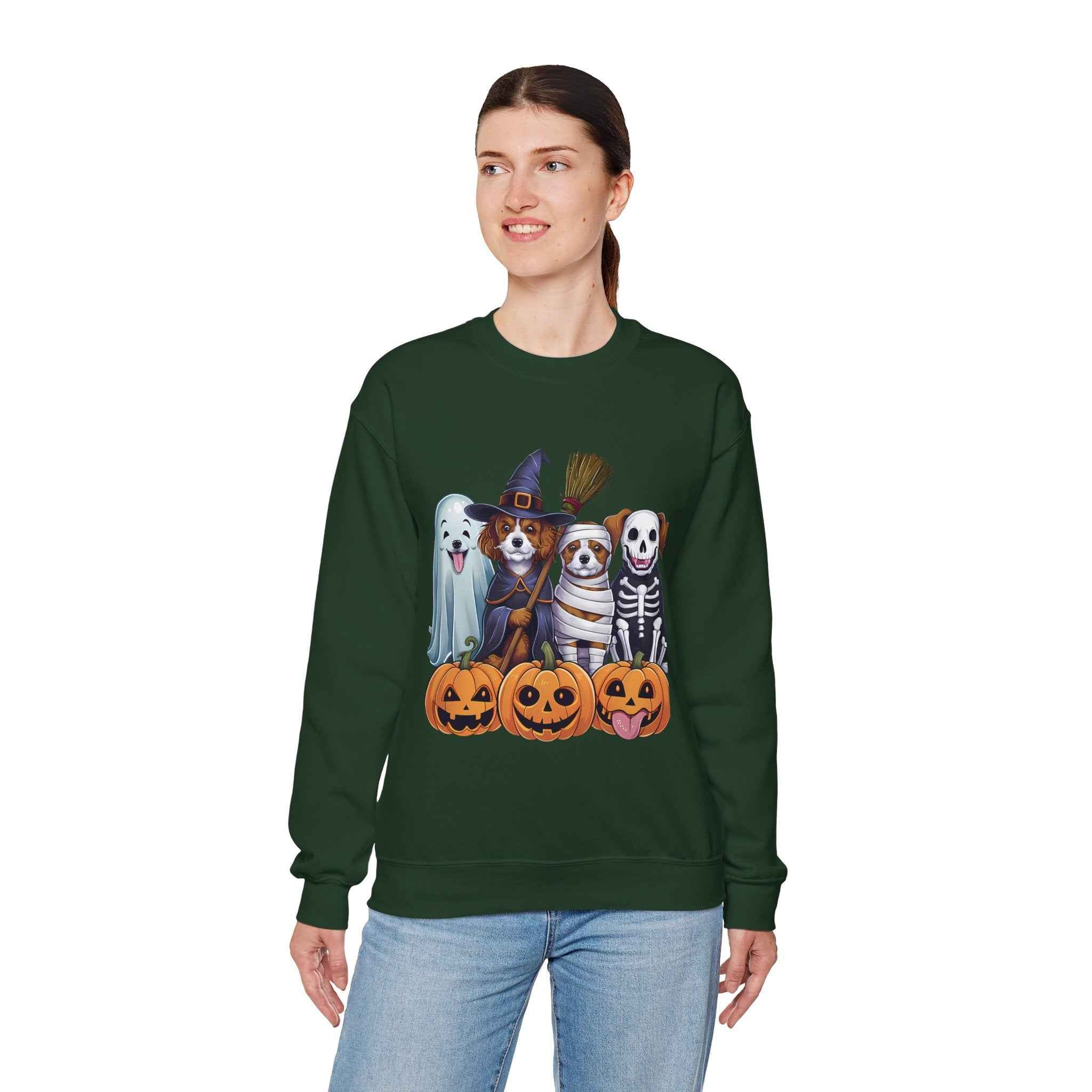Halloween Dogs Sweatshirt - Spooky Pet Lover Crewneck for Fall Fashion and Pumpkin Style