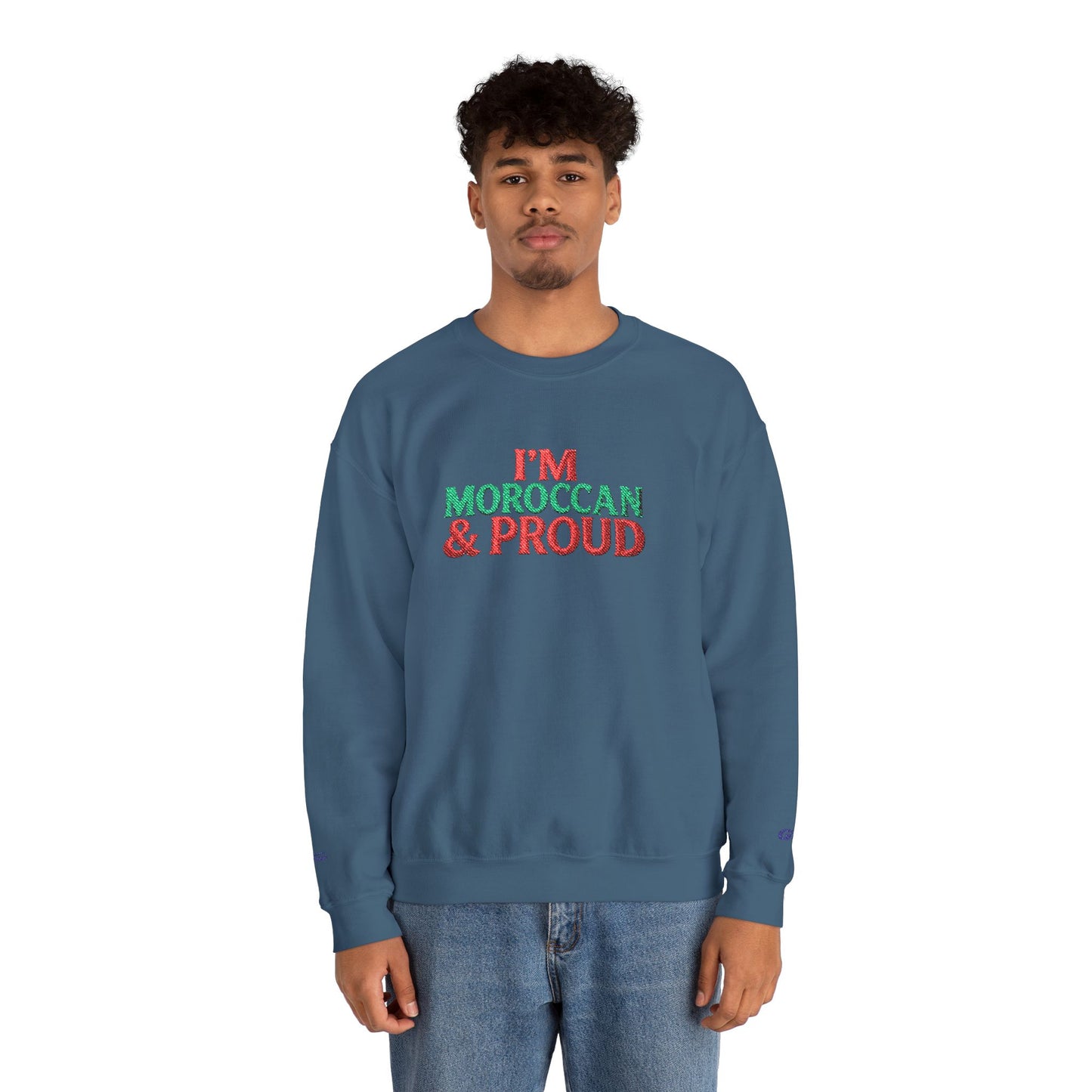Moroccan & Proud Crewneck Sweatshirt — Patriotic Morocco Pride Pullover - Ghita Shop