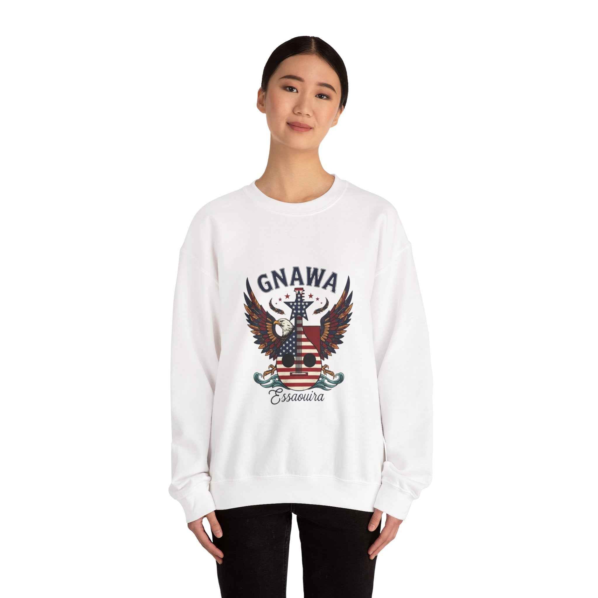 Patriotic Guitar Sweatshirt - Unique Moroccan Artisanat Design