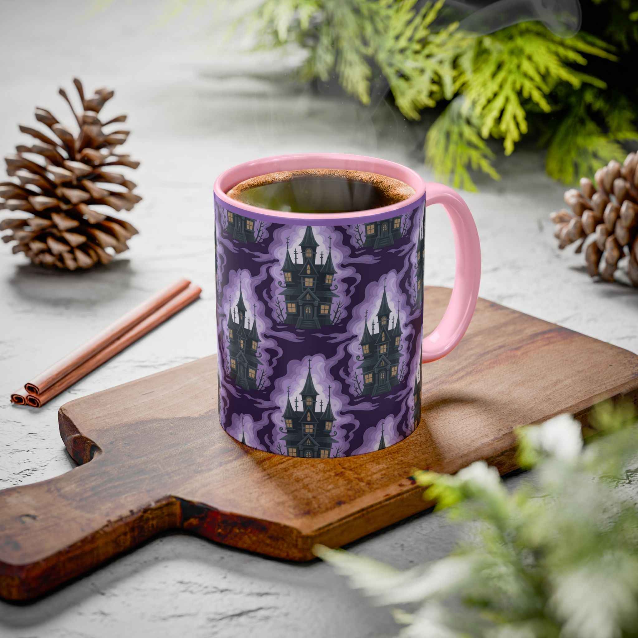 Haunted Castle Coffee Mug - Gothic Halloween Drinkware for Spooky Sips