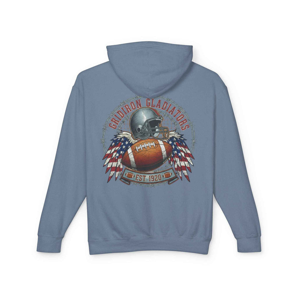Patriotic Football Hoodie - Unisex Lightweight Hooded Sweatshirt for Gamers and Sports Fans