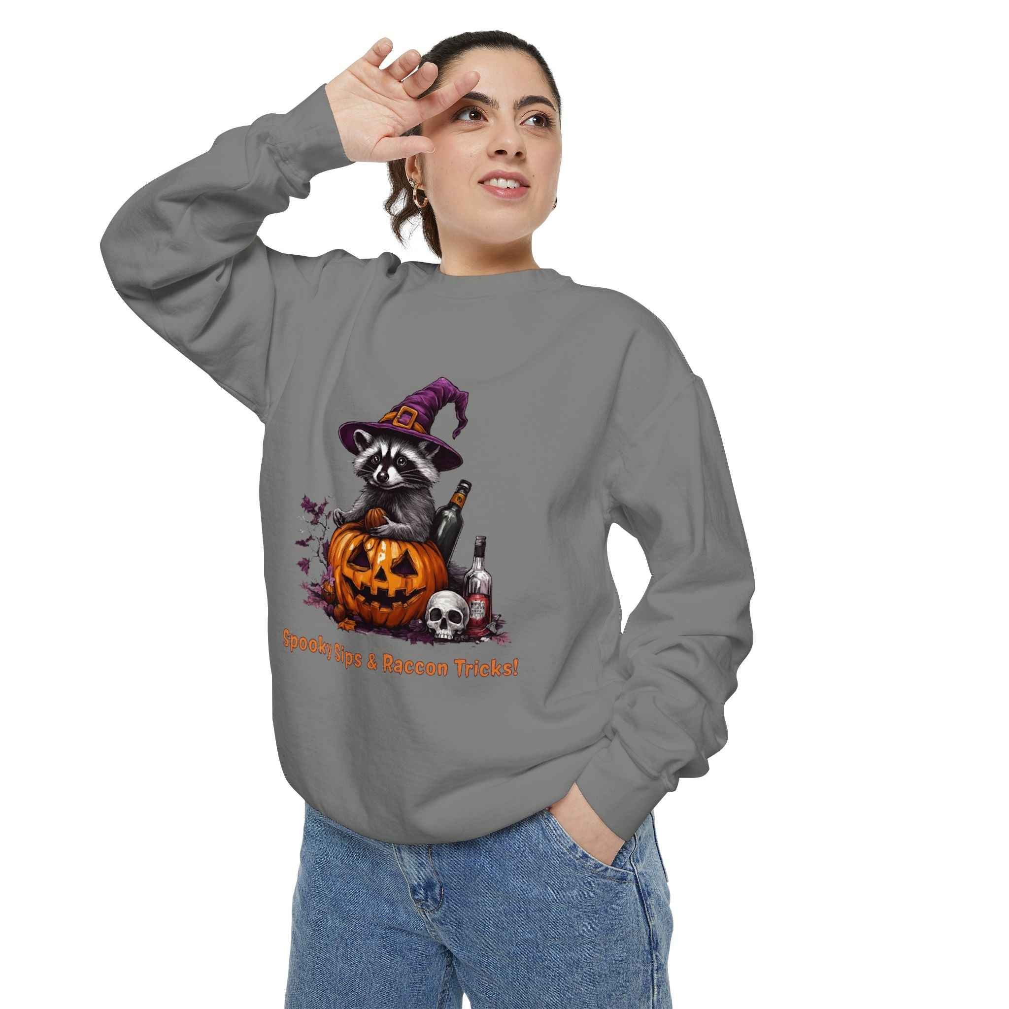 Halloween Raccoon Sweatshirt - Cozy Fall Apparel and Perfect Halloween Gifts