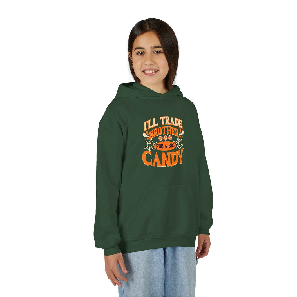 Kids Halloween Hoodie - I'll Trade Brother for Candy Youth Sweatshirt