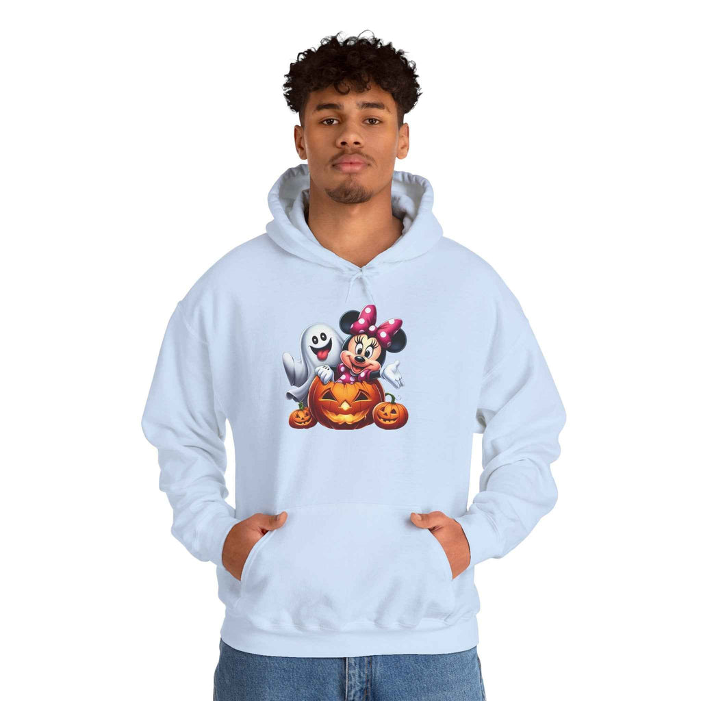 Halloween Minnie Mouse Sweatshirt Unisex Hooded Sweatshirt with Ghost Design