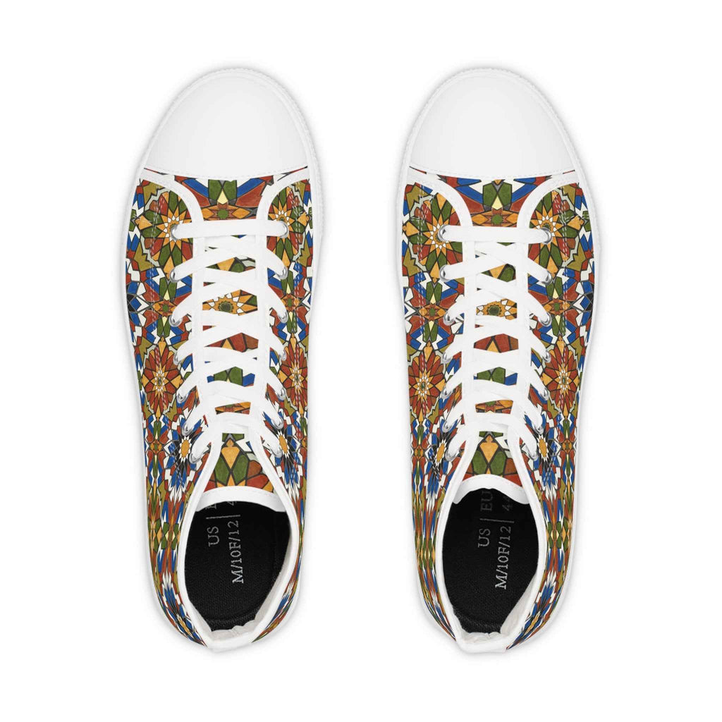 Moroccan Mosaic High-Top Sneakers: Handmade Zellige Tile Design
