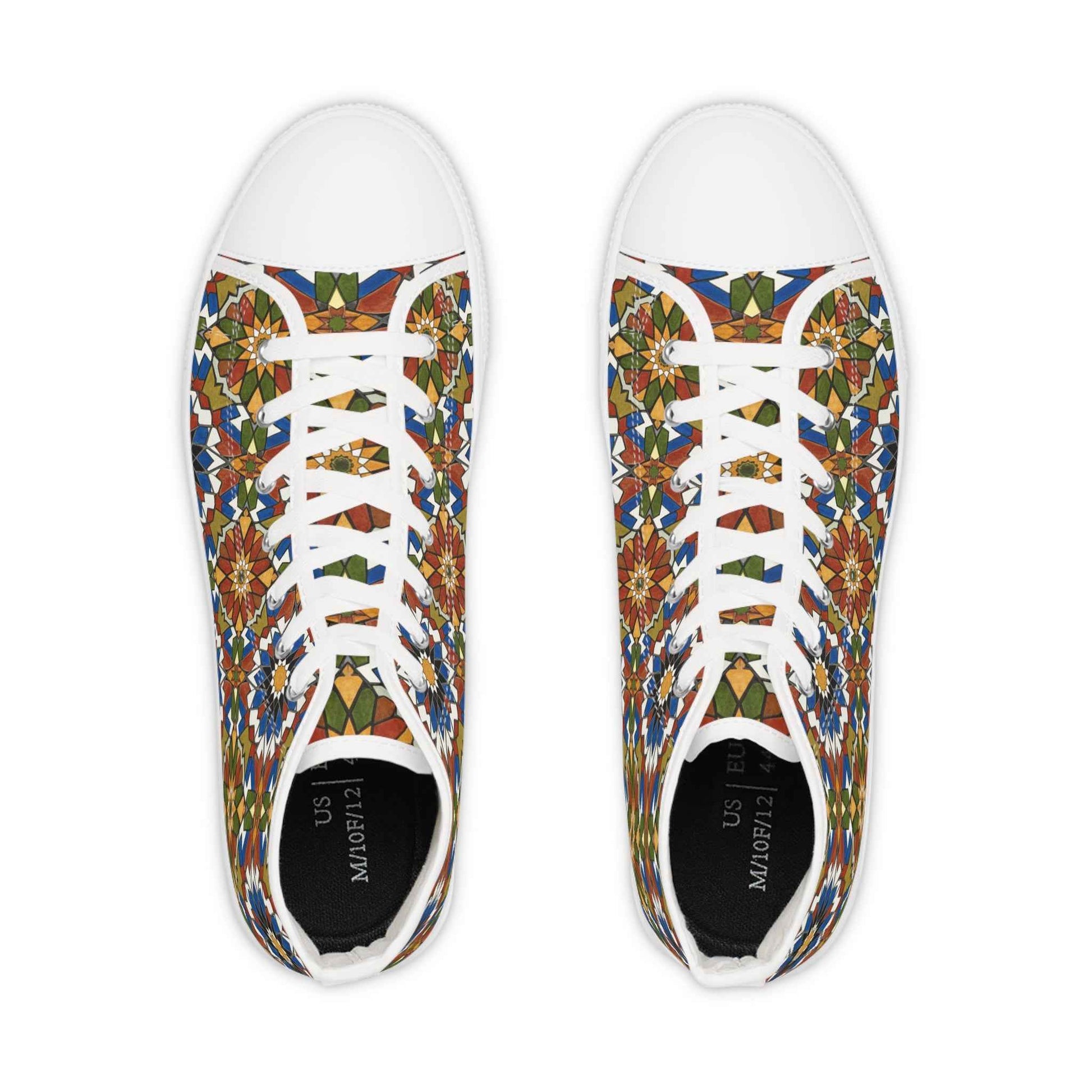Moroccan Mosaic High-Top Sneakers: Handmade Zellige Tile Design