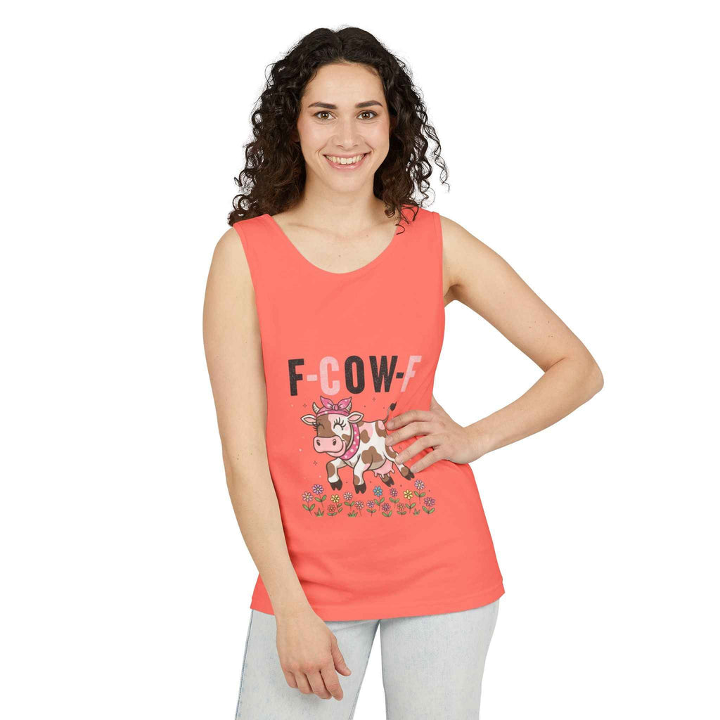 Tank Top Spooky Season Halloween Animal Humor Shirt F-Cow-F