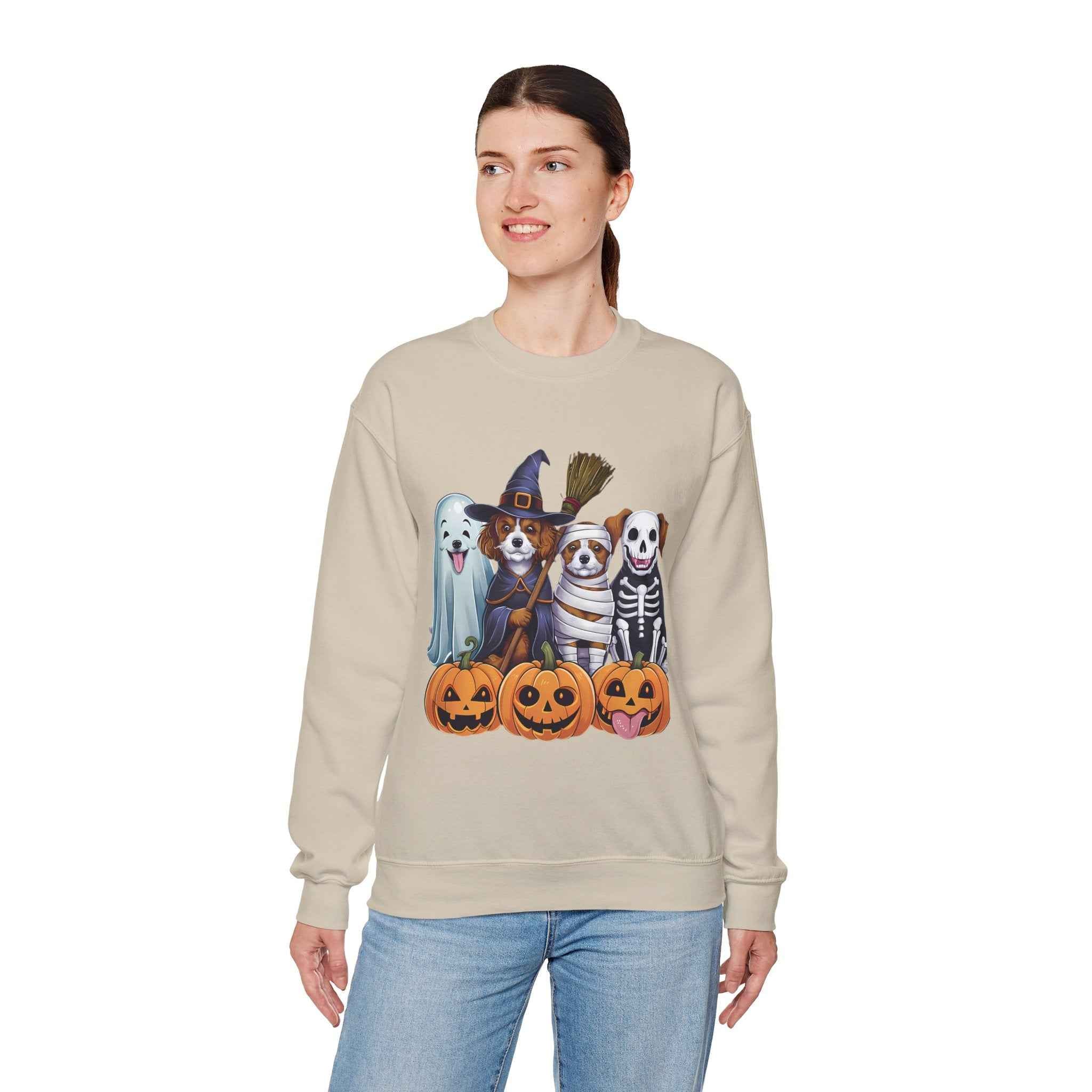 Halloween Dogs Sweatshirt - Spooky Pet Lover Crewneck for Fall Fashion and Pumpkin Style