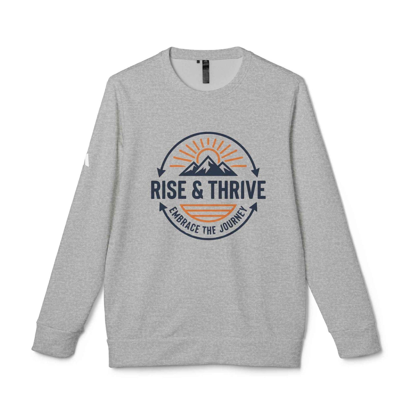 Rise & Thrive Crewneck Sweatshirt — Embrace the Journey Mountain Graphic