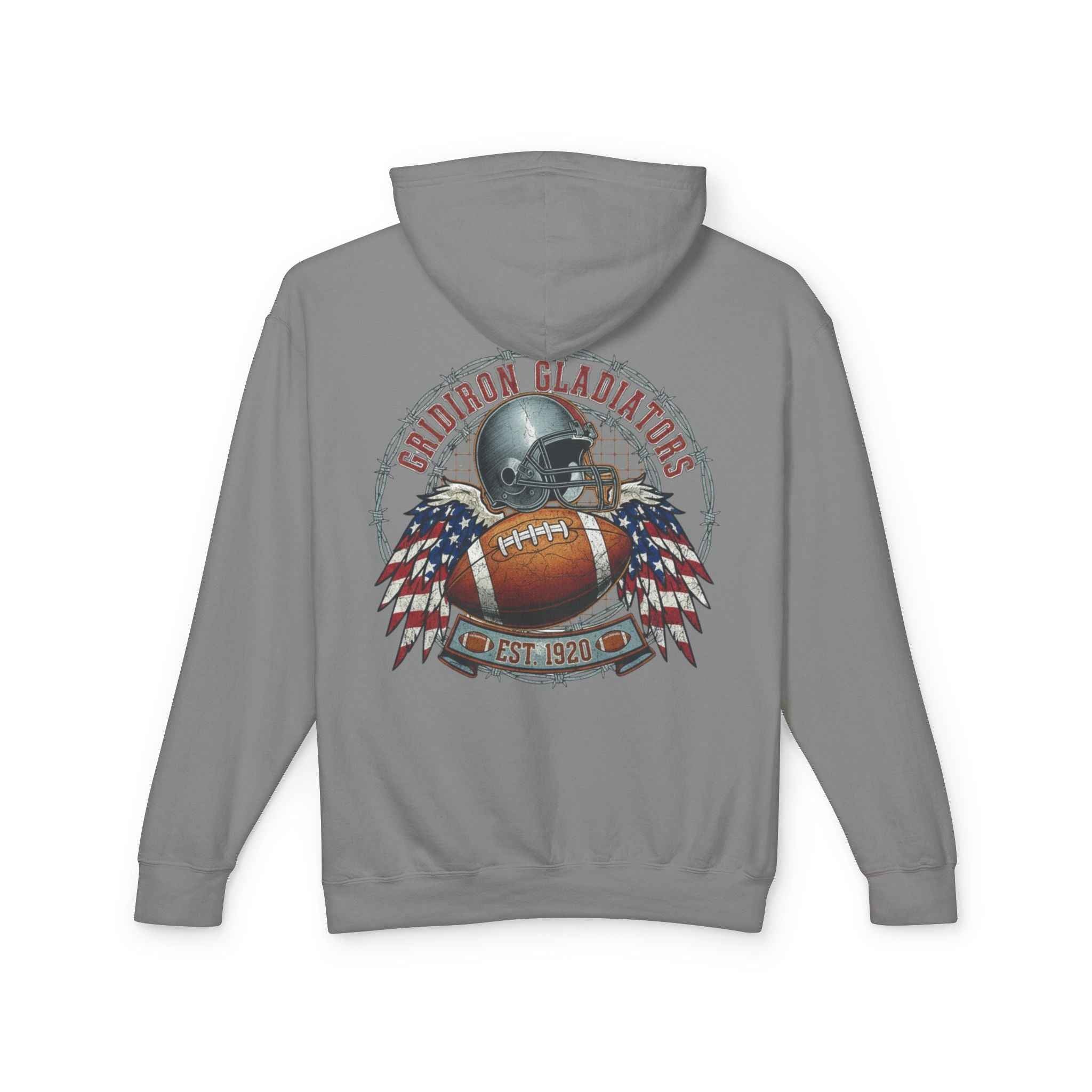 Patriotic Football Hoodie - Unisex Lightweight Hooded Sweatshirt for Gamers and Sports Fans