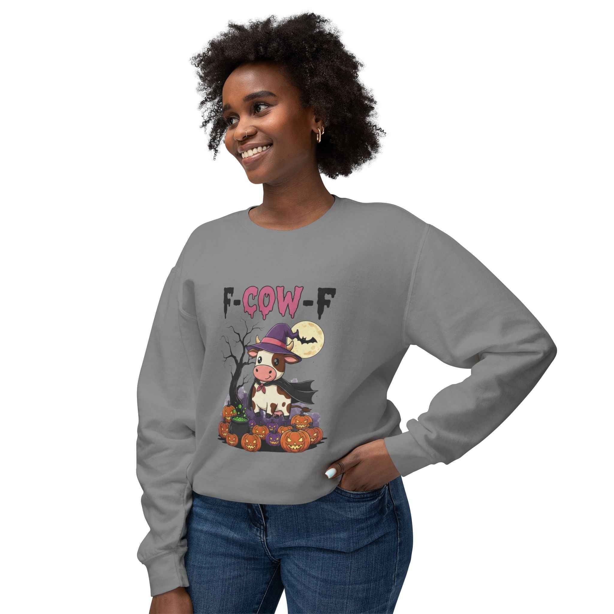 F-Cow-F Halloween Crewneck Sweatshirt, Adorable Cozy Top for Fall