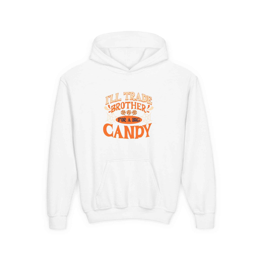 Kids Halloween Hoodie - I'll Trade Brother for Candy Youth Sweatshirt