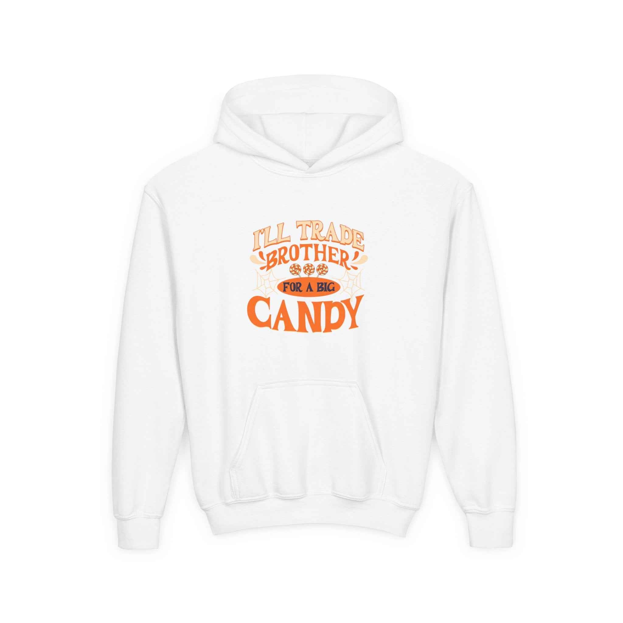 Kids Halloween Hoodie - I'll Trade Brother for Candy Youth Sweatshirt