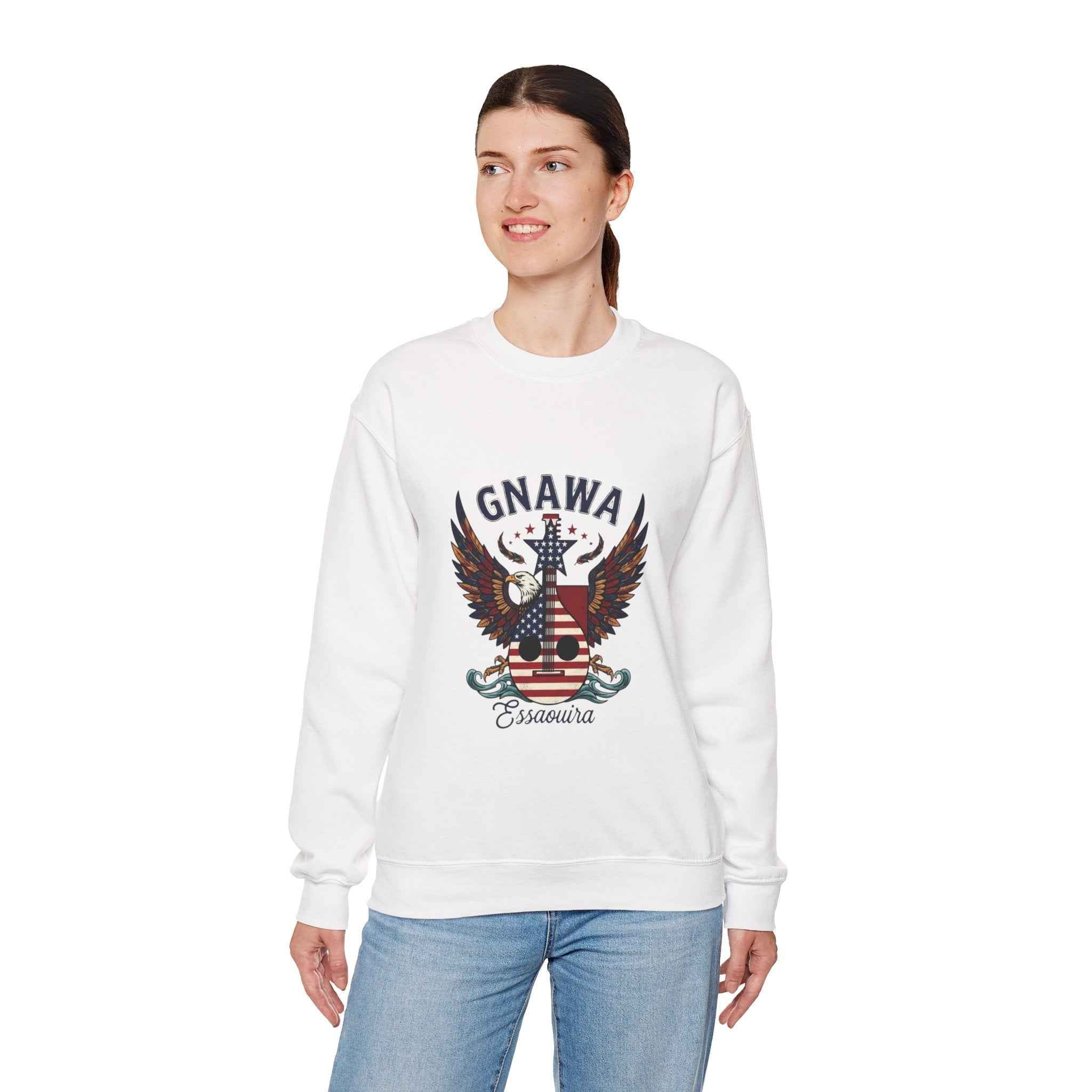 Patriotic Guitar Sweatshirt - Unique Moroccan Artisanat Design