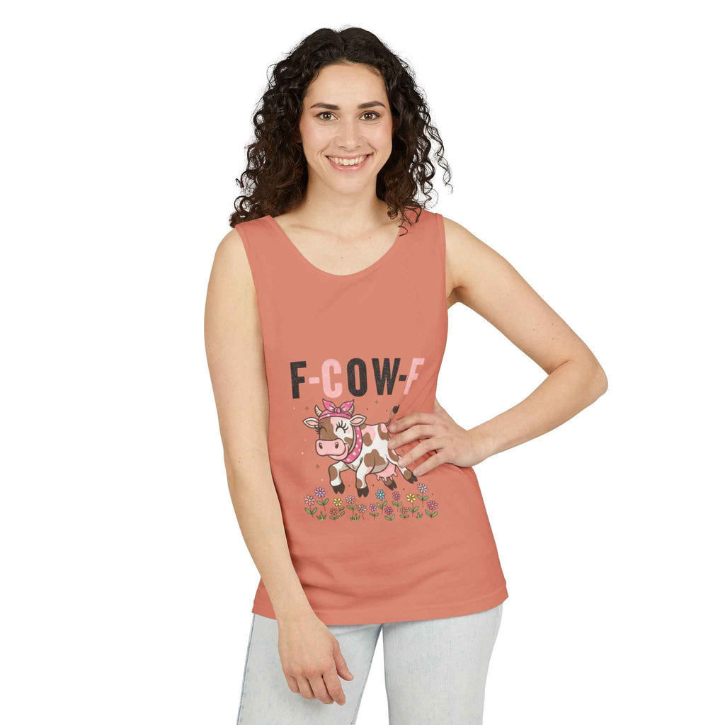 Tank Top Spooky Season Halloween Animal Humor Shirt F-Cow-F