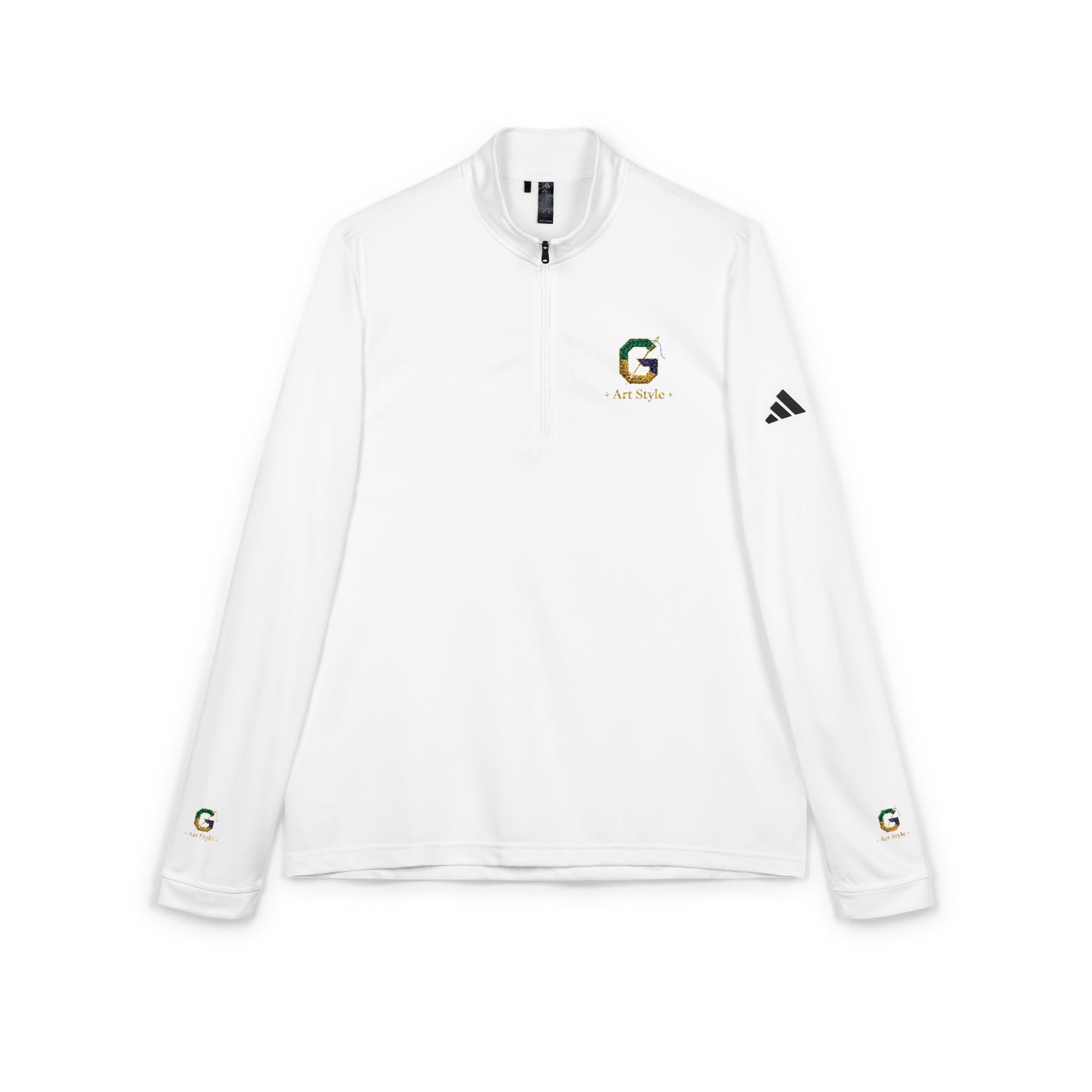Embroidered Quarter-Zip Pullover - White Performance Golf Active Top - Ghita Shop