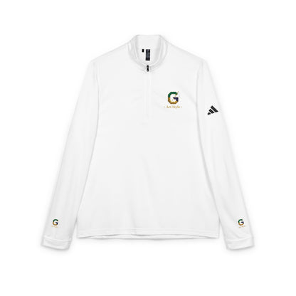 Embroidered Quarter-Zip Pullover - White Performance Golf Active Top - Ghita Shop