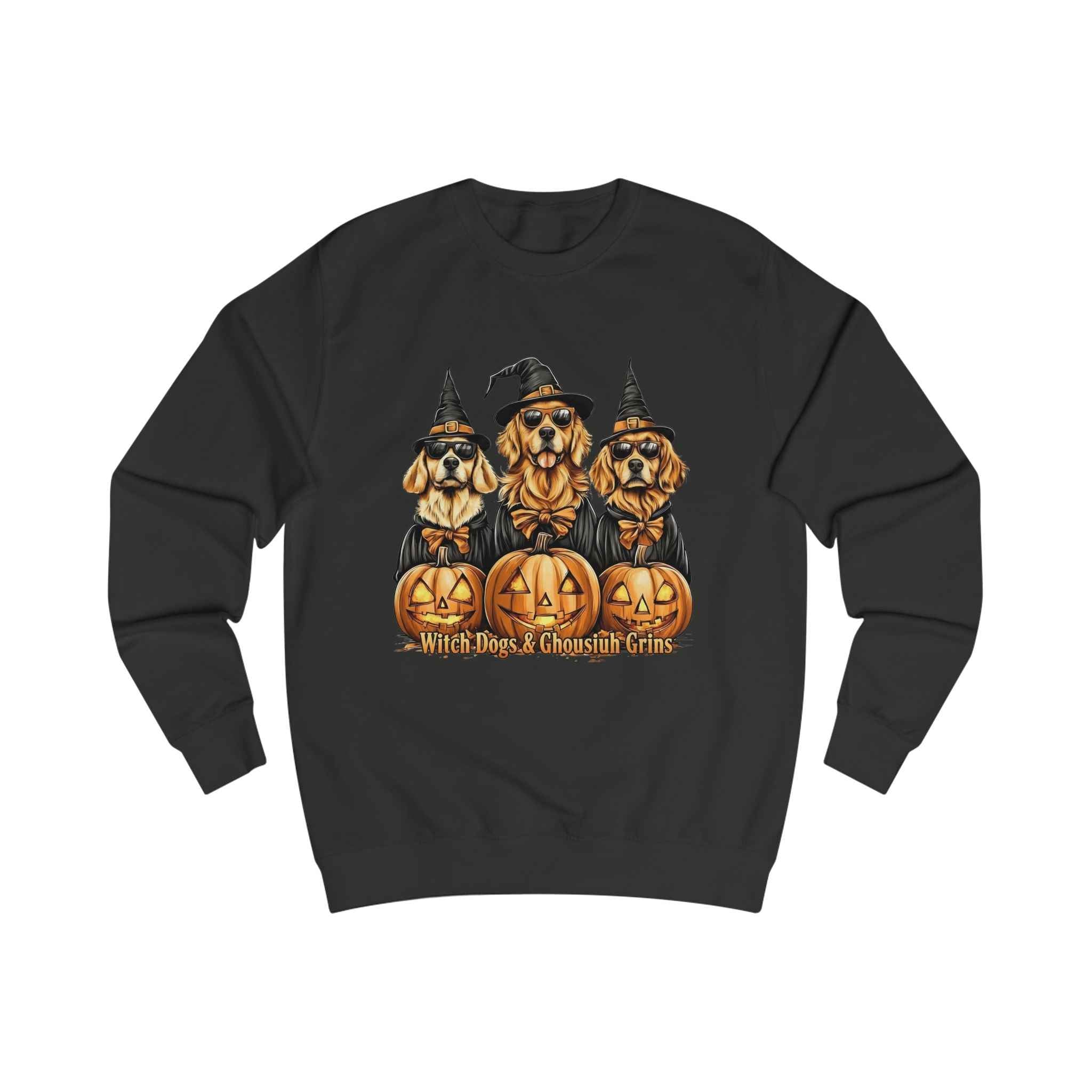 Witch Dogs Sweatshirt - Ghoulish Grins Unisex Halloween Spooky Apparel