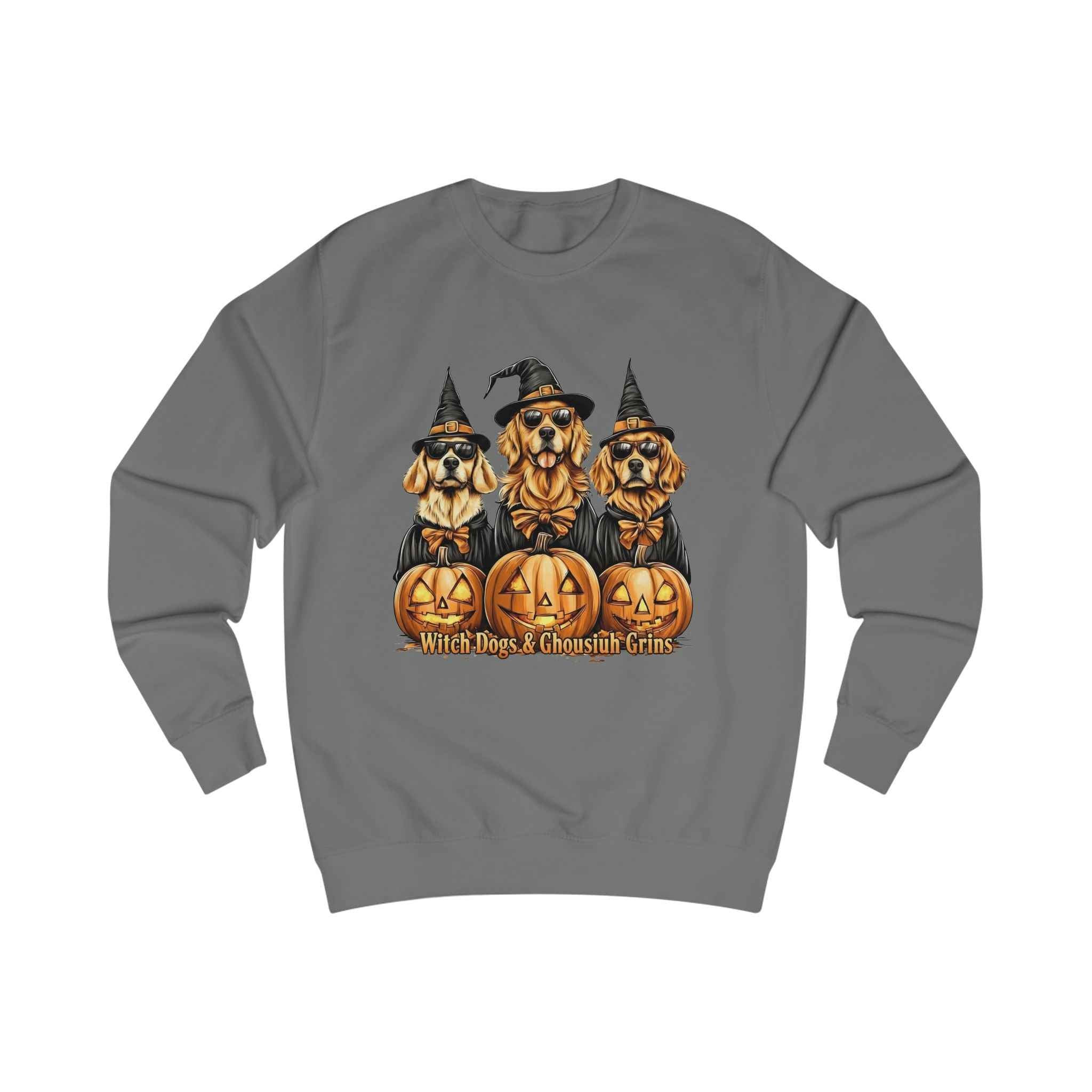 Witch Dogs Sweatshirt - Ghoulish Grins Unisex Halloween Spooky Apparel