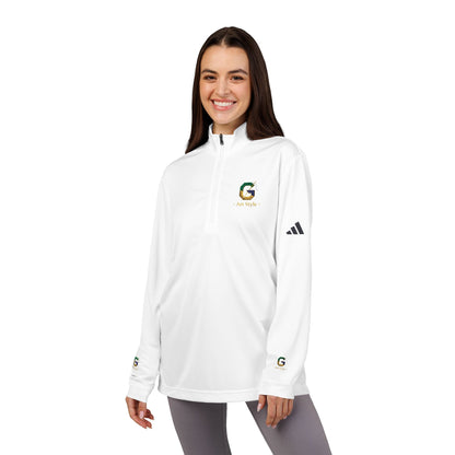 Embroidered Quarter-Zip Pullover - White Performance Golf Active Top - Ghita Shop