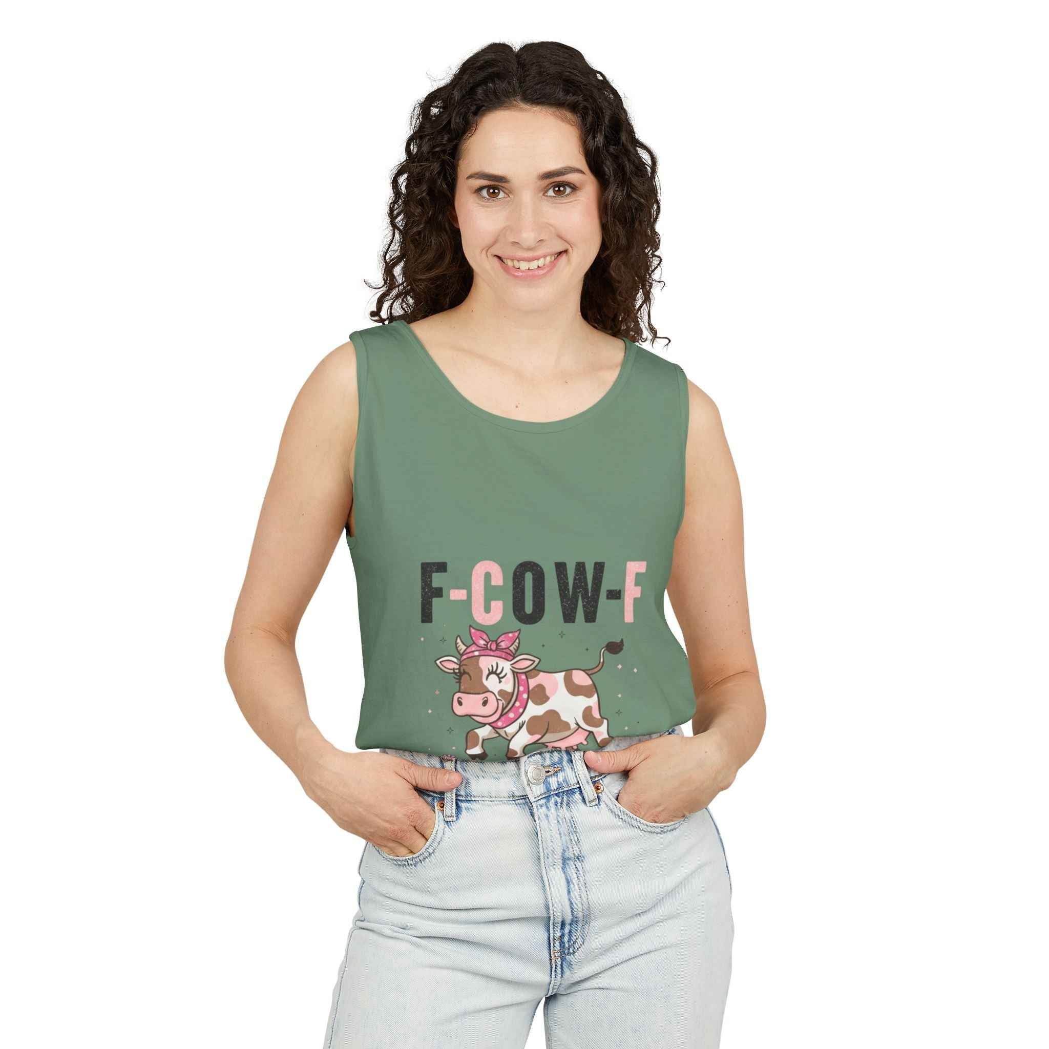 Tank Top Spooky Season Halloween Animal Humor Shirt F-Cow-F