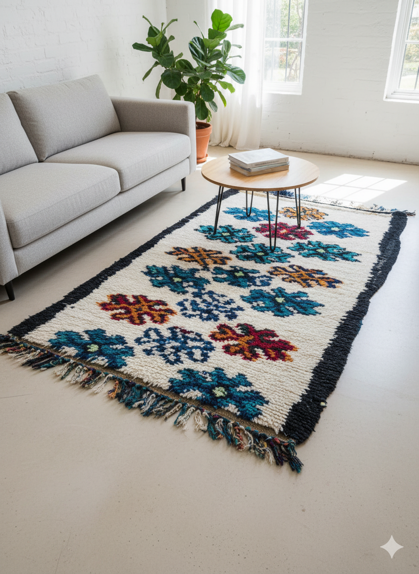 Vintage Moroccan Boucherouite Rug, Colorful Handmade Berber Runner - Ghita Shop