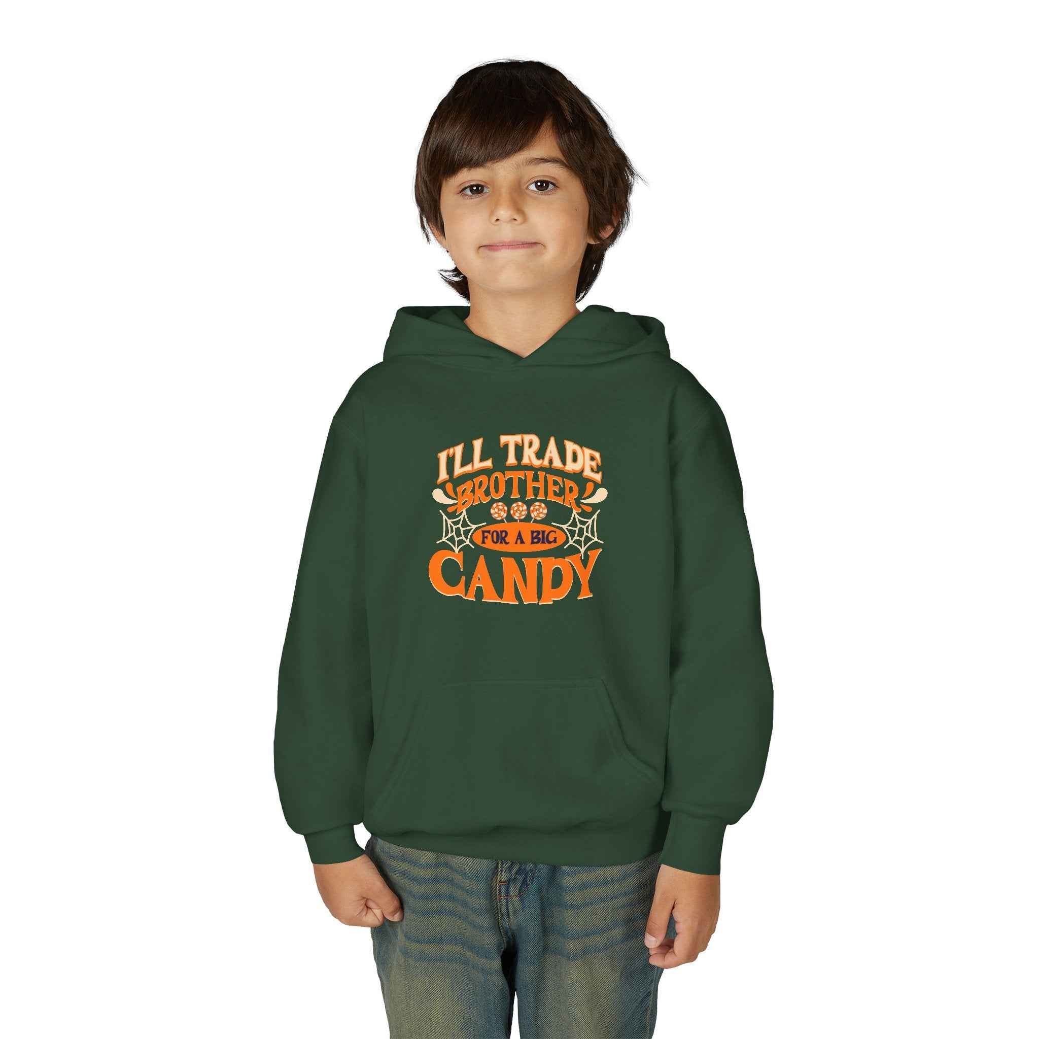 Kids Halloween Hoodie - I'll Trade Brother for Candy Youth Sweatshirt