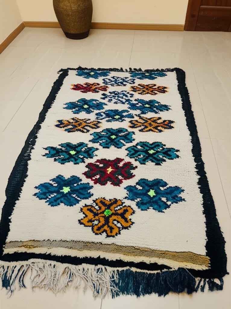 Vintage Moroccan Boucherouite Rug - Colorful Handmade Berber Runner for Unique Home Decor