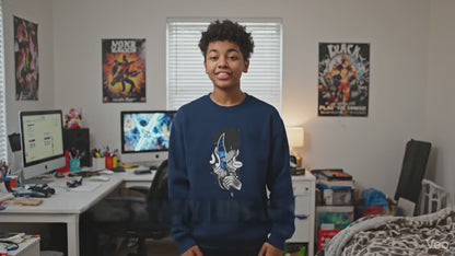 Blue Mask Anime Crewneck - Shadow Boy Design