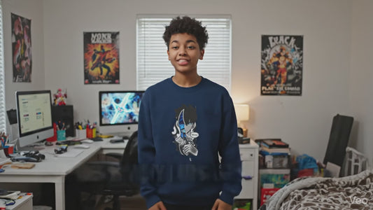 Blue Mask Anime Crewneck - Shadow Boy Design